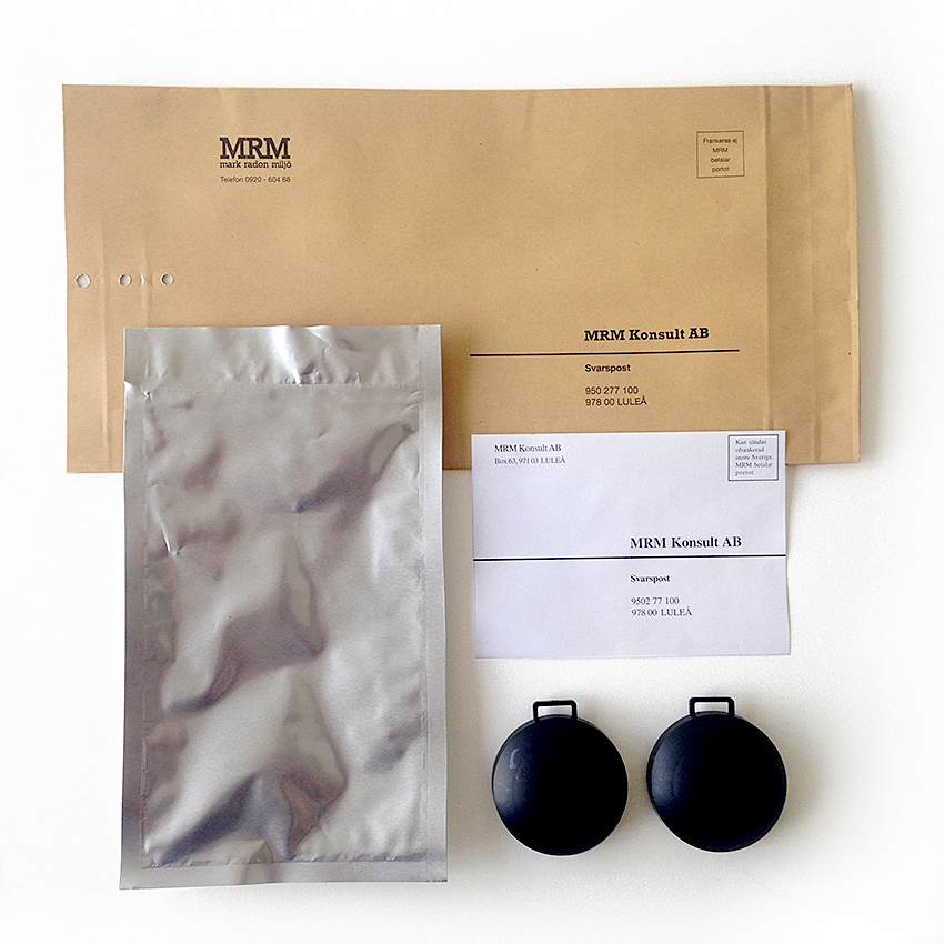 Radonmätning, komplett mätpaket, 2 spårfilmsdosor